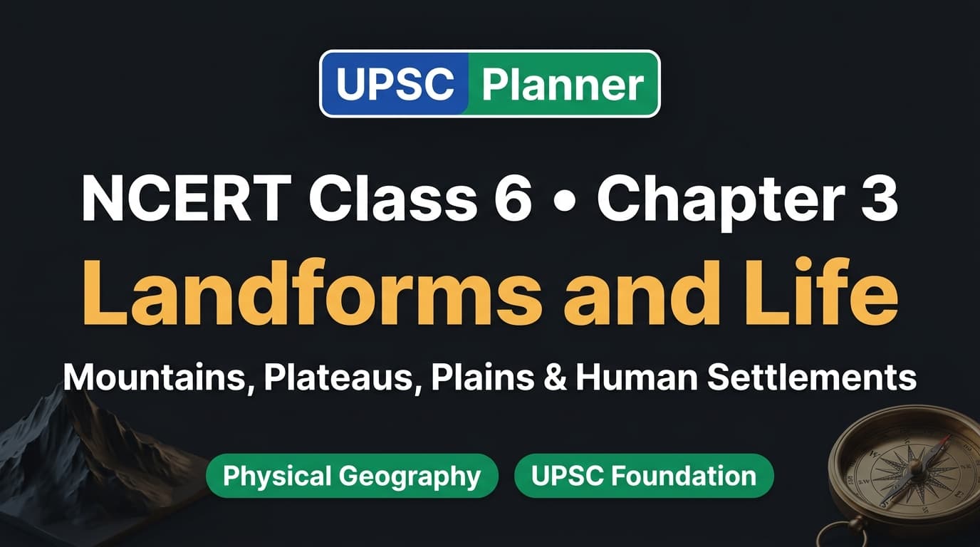 UPSC Planner NCERT Class 6 Chapter 3: Landforms and Life MCQs cover banner