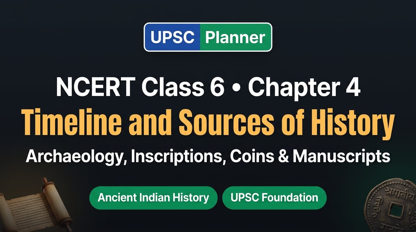 UPSC Planner NCERT Class 6 Chapter 4: Timeline and Sources of History MCQs cover banner