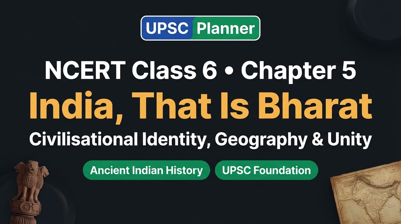 UPSC Planner NCERT Class 6 Chapter 5: India, That Is Bharat MCQs cover banner