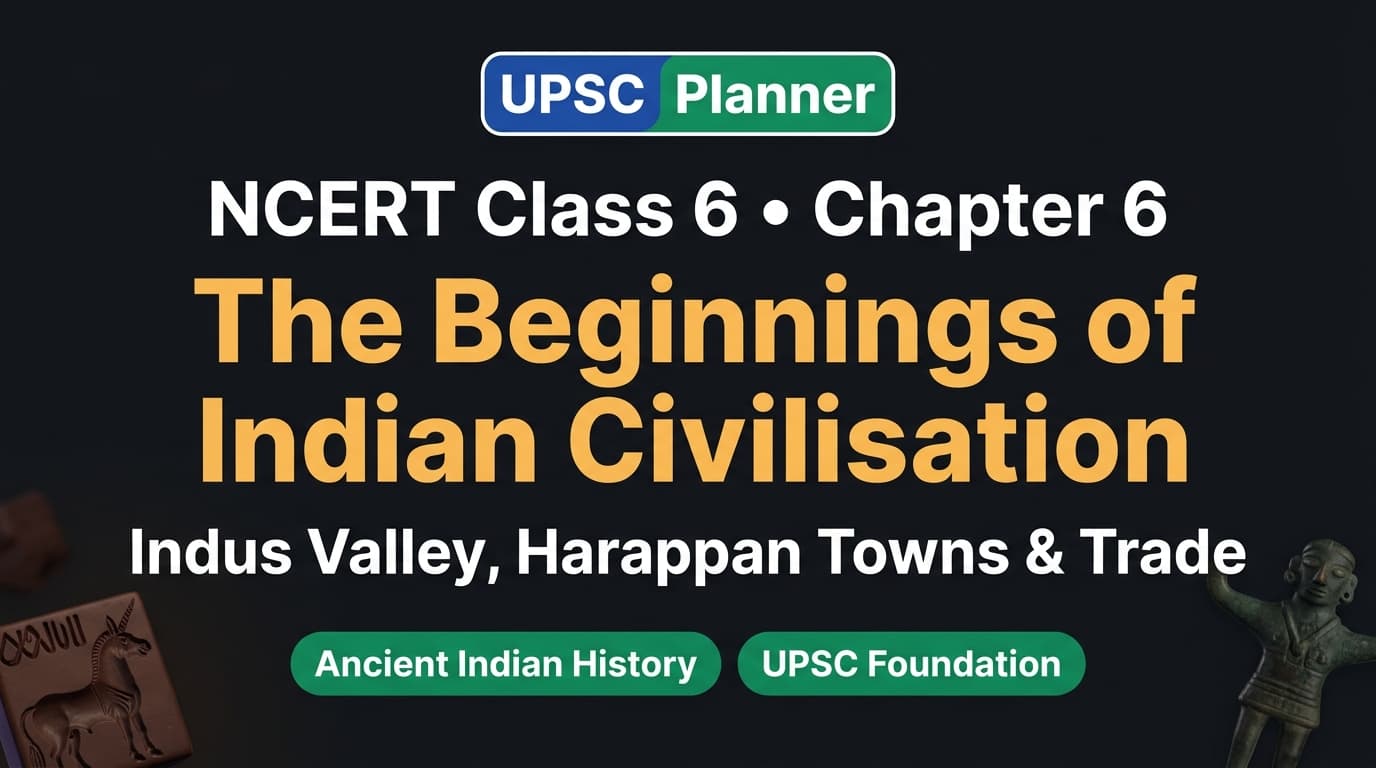 UPSC Planner NCERT Class 6 Chapter 6: The Beginnings of Indian Civilisation MCQs cover banner