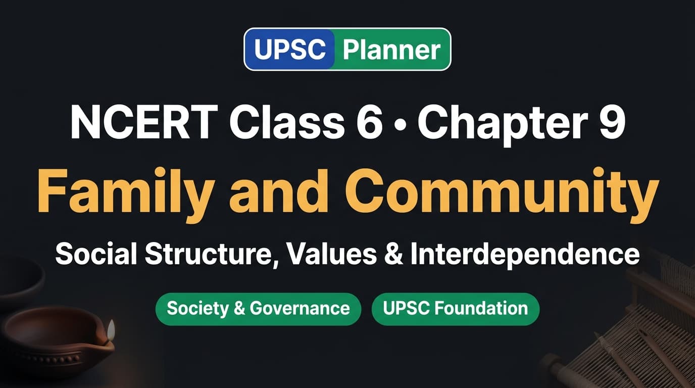 UPSC Planner NCERT Class 6 Chapter 9: Family and Community MCQs cover banner