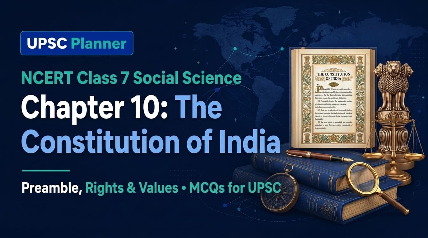 UPSC Planner NCERT Class 7 Chapter 10: The Constitution of India - An Introduction MCQs cover banner