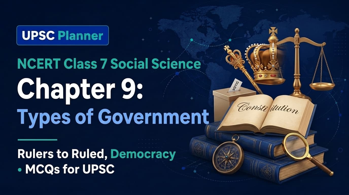 UPSC Planner NCERT Class 7 Chapter 9: From the Rulers to the Ruled: Types of Government MCQs cover banner