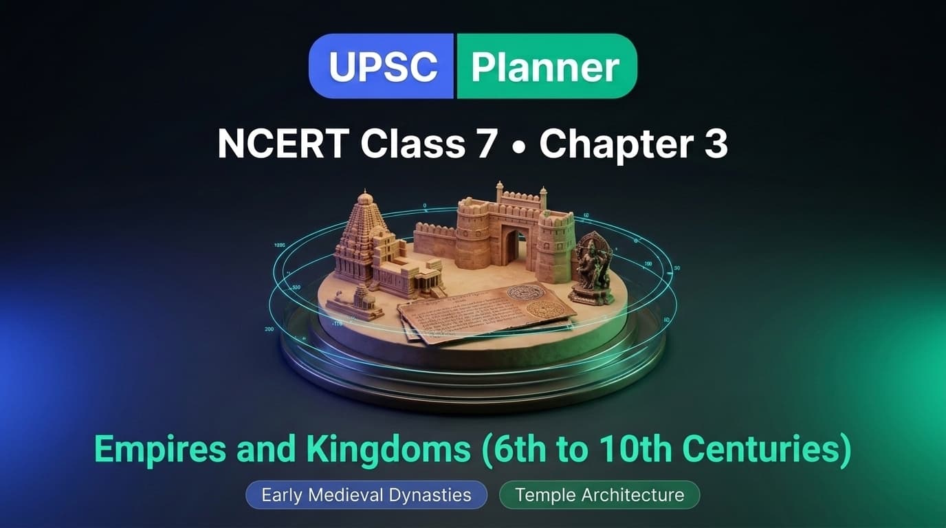 UPSC Planner NCERT Class 7 Chapter 3: Empires and Kingdoms: 6th to 10th Centuries MCQs cover banner