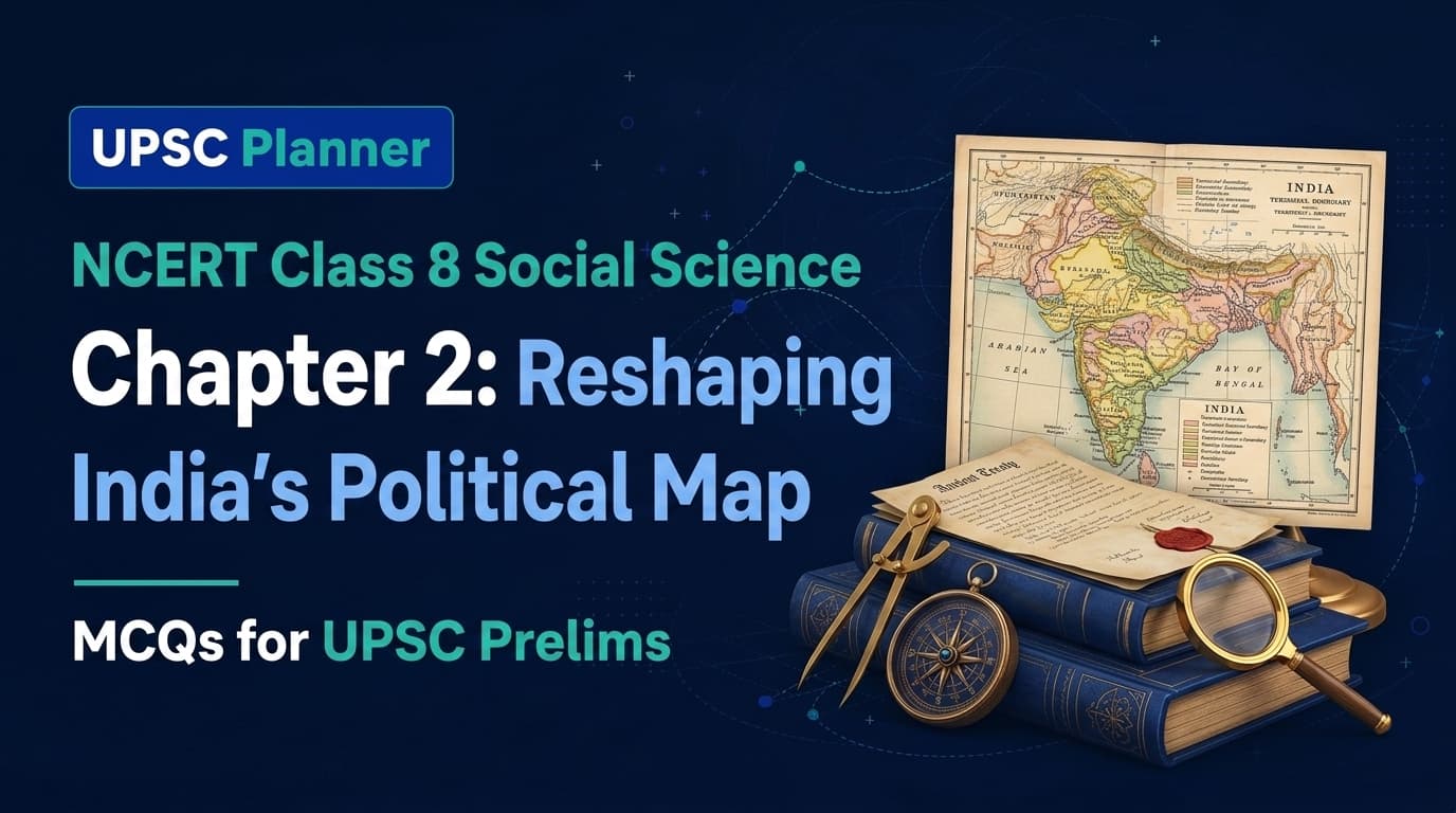 UPSC Planner NCERT Class 8 Chapter 2: Reshaping India's Political Map MCQs cover banner