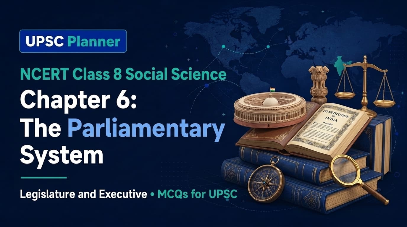 UPSC Planner NCERT Class 8 Chapter 6: The Parliamentary System: Legislature and Executive MCQs cover banner