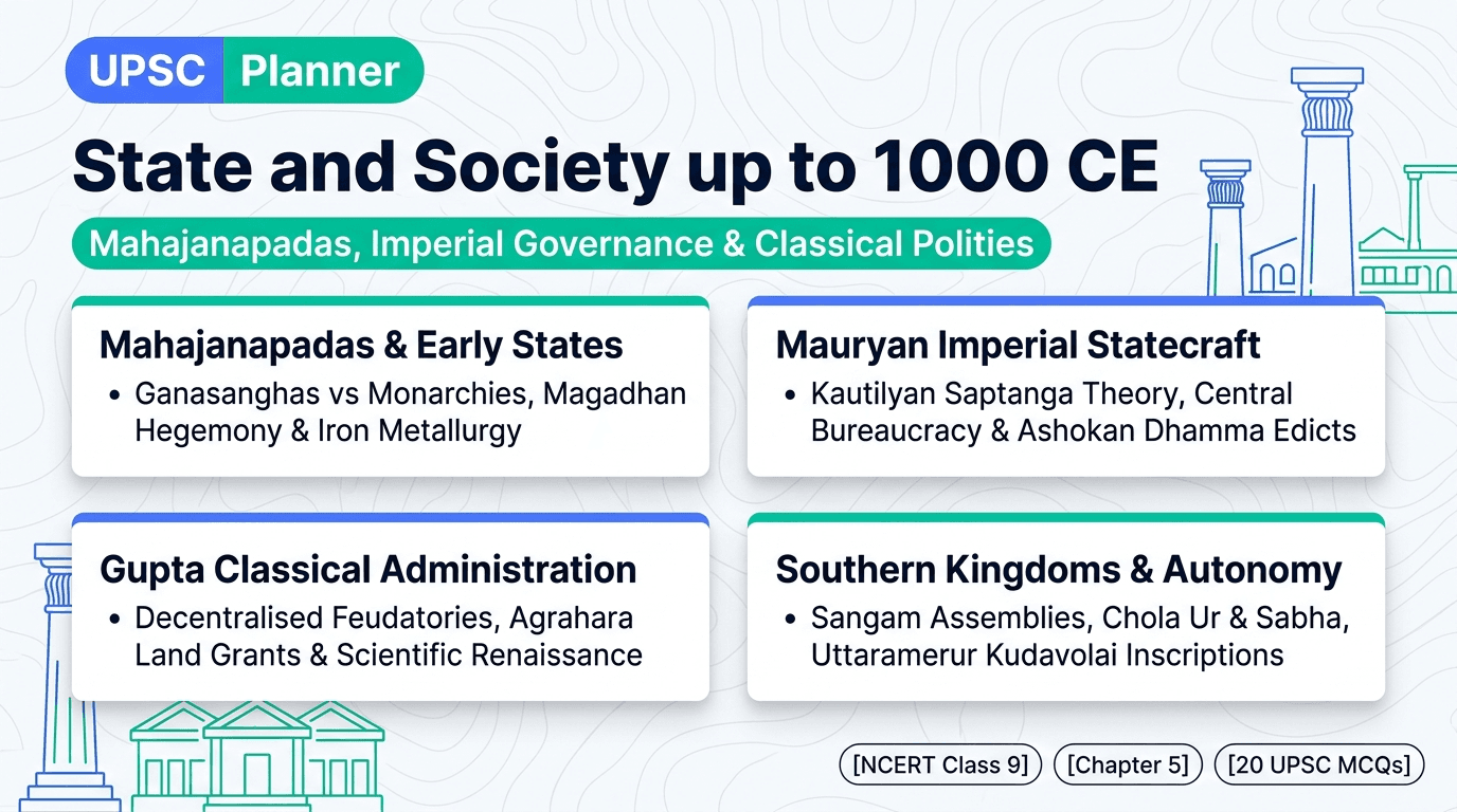 NCERT Class 9 Social Science Chapter 5 State and Society up to 1000 CE Concept Board