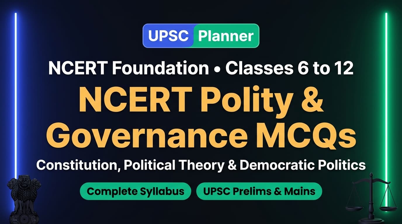 UPSC Planner NCERT Polity & Governance MCQs Subject Hub cover banner
